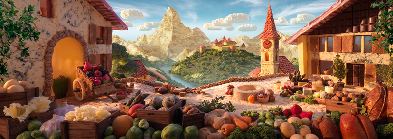 Illustration for article titled Estos apetecibles paisajes están hechos con alimentos reales